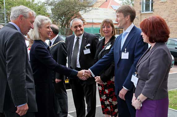 In 2011 HRH The Duchess of Gloucester officially opens The Spinney. (Photo courtesy of Axiom Housing Association)