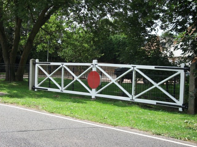 The restored M&GN Railway gate at Thorney (Excellent work whoever decided on that)